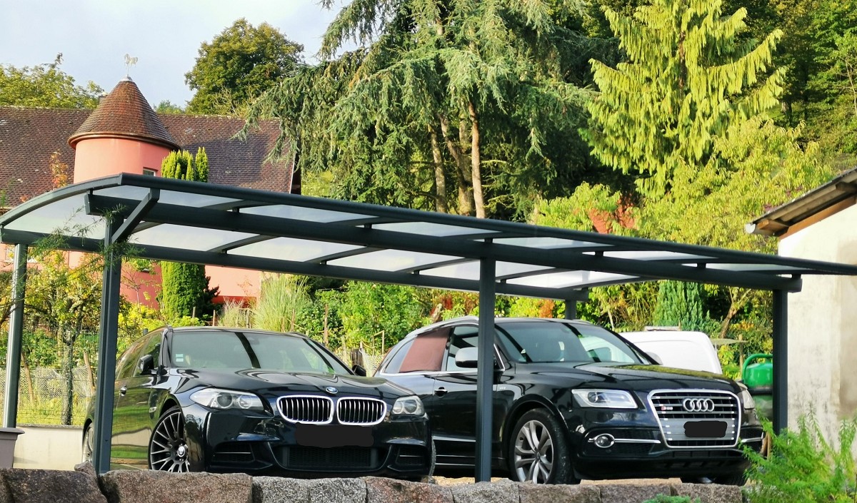 carport double alu à toit cintré